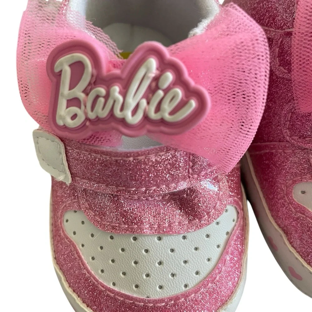 Barbie Pink Glitter Kids Shoes Size 3 - Picture 2 of 6